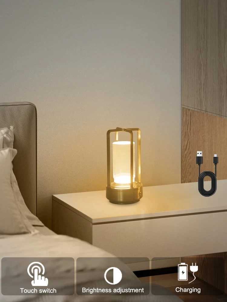 Night light black gold silver table lamp touch USB charging ambient light suitable for bedrooms living roomsM251125