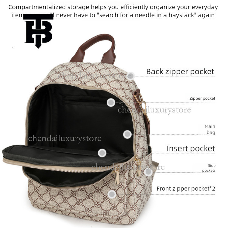 TB BHULAMTE Leather Backpack Large Capacity Womens Travel Bag with Fashion Pattern Multi Purpose Leisure Handbag 1100368158