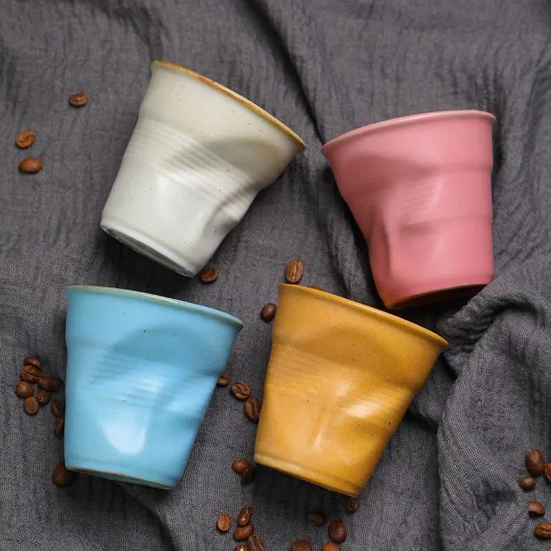 90ml INS Irregular Ceramic Mug Hand-pinch Coffee Cup Mugs Funny Glass Drinking Glasses Kawaii Cup Dessert Plate Mugs Coffee Cup Y251125
