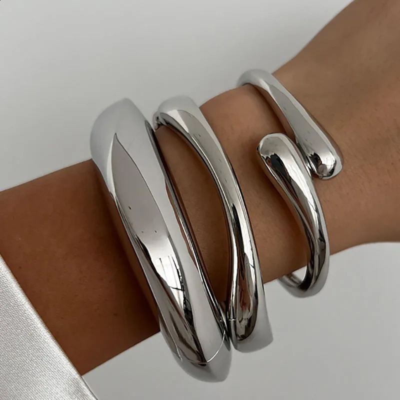 2 Retro Hip Hop Metal Cuff Bracelets Punk Gold Silver Geometric Spring Mens Jewelry 250415