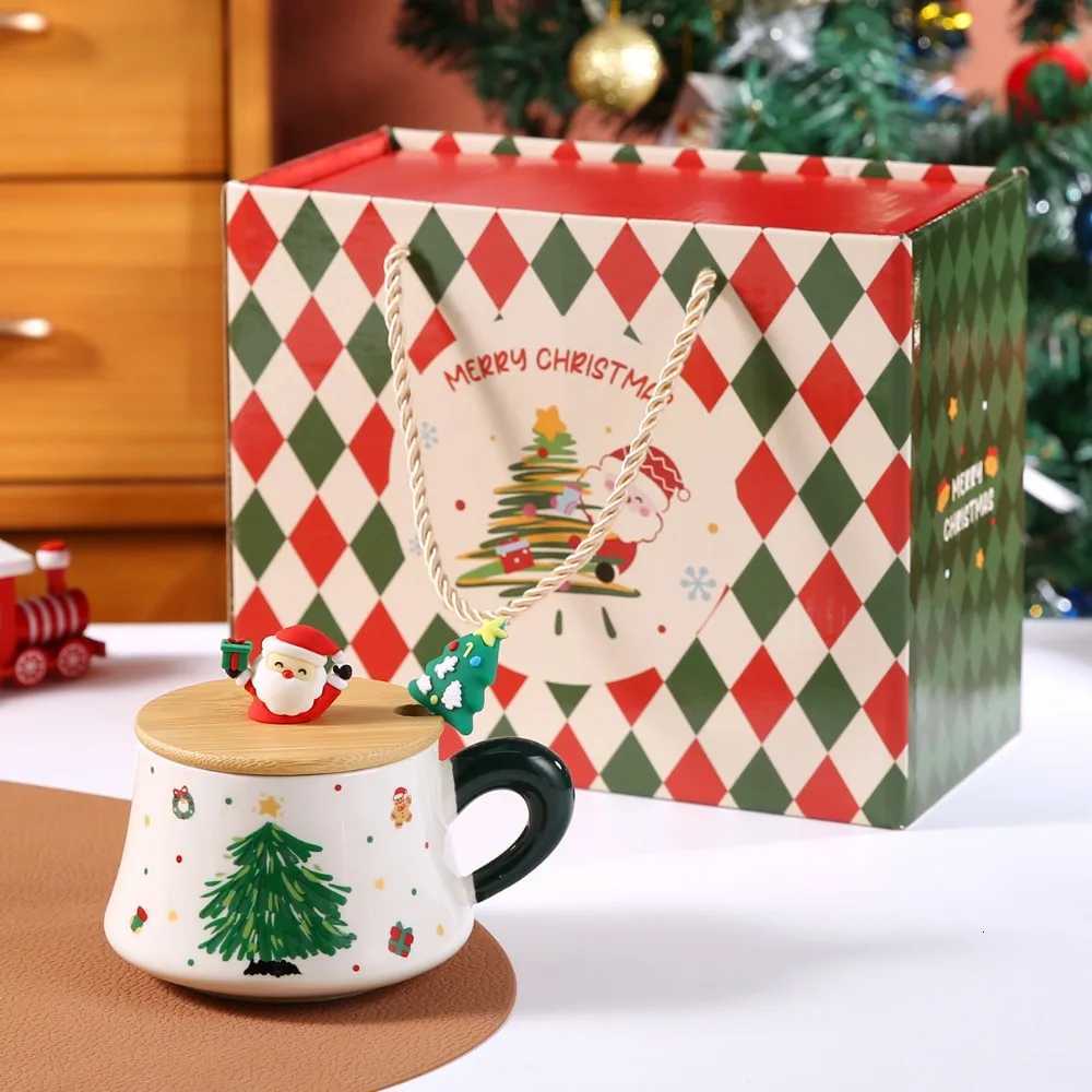 New Reliable Christmas cups covered ceramic cups office coffee cups home mugs Christmas birthday and festival gift boxes Y251125