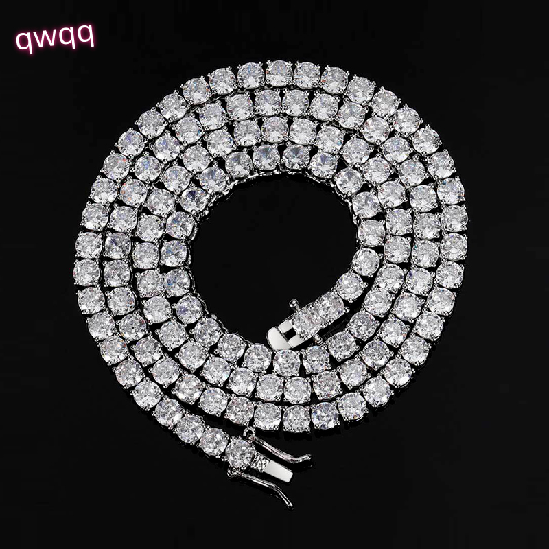 Hip Hop Moissanite Necklace Fine Jewelry 925 Sterling Silver VVS VS Diamond Necklace Custom Jewelry 14k 18K Tennis Chain