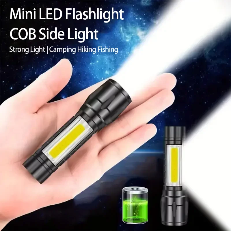 1000 Lumens Rechargeable Flashlight Zoomable LED Torch, 3 Lighting Modes, Built-in Battery, for Outdoor Camping Hiking and Emergency Use