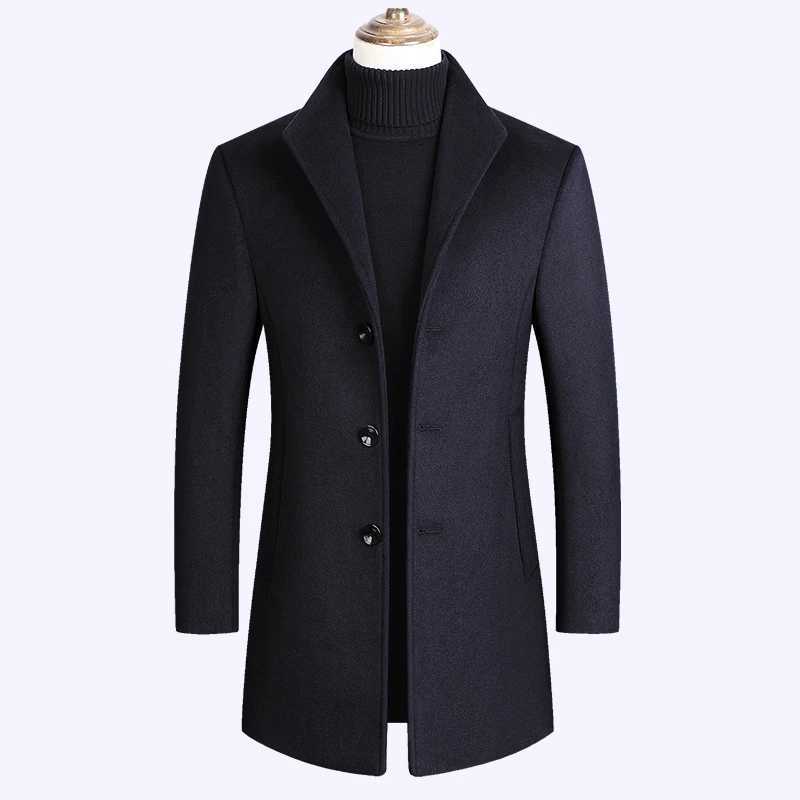 Mens Wool blend single-breasted coat for fall/winter new style solid color high-quality fashion luxury brand clothingT251125