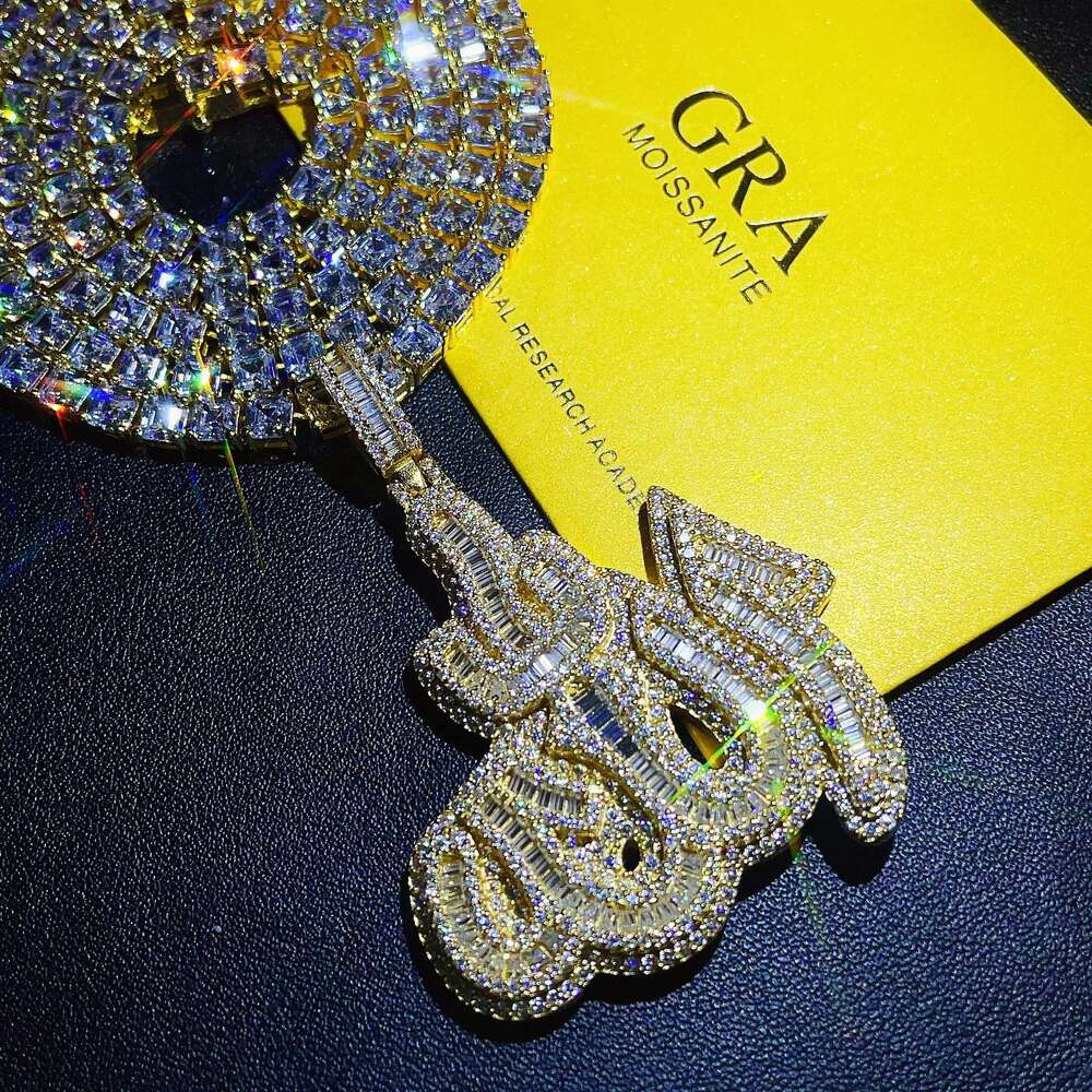 Hip Hop Jewelry VVS Moissanite Pendant Mens Necklace Pass Diamond Tester Iced Out Anchor Pendant