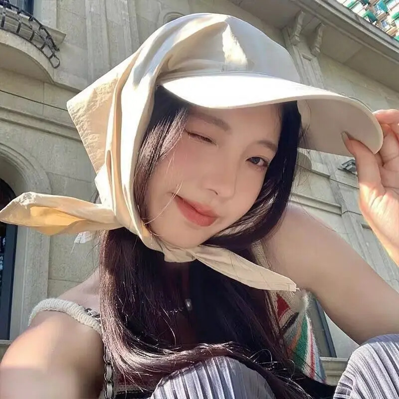 headscarf hat strap neck protection sunblock visor outdoor camping style cap 250424