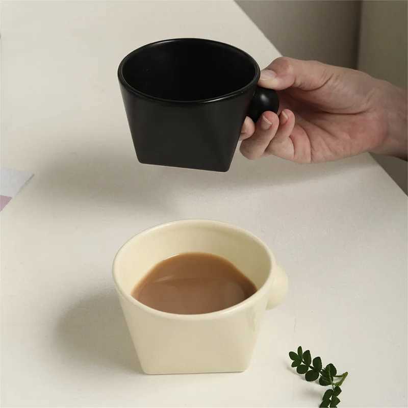 190ML Irregular Mug Creative Triangle Base Mug Lovers Breakfast Mug Office Coffee Mug Living Room Coffee Table Decorative Mug Y251125
