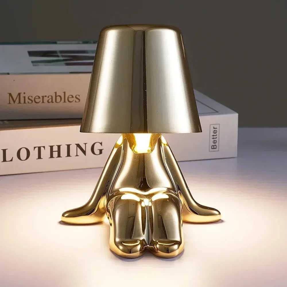 Little Golden Man Table Lamp Living Room Bedside Childrens Room Art Decor Night Light Creative Coffee Shop Bar Desk LampsM251125