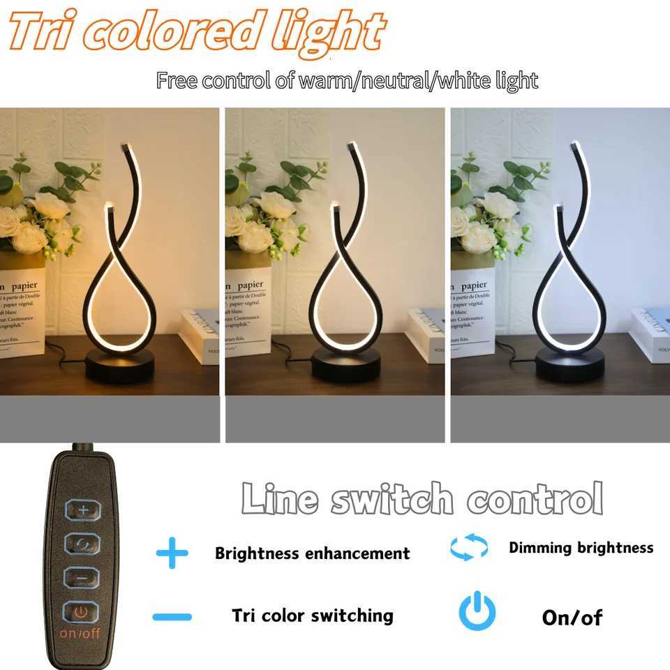 Nordic modern bedroom bedside lamp innovative European style desk lamp USB desk lamp tri color desk lamp bar atmosphere lampM251125