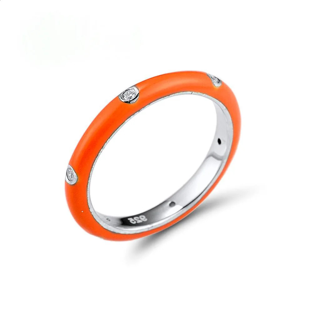 925 silver WomenS Ring Silver Colorful Rainbow Zircon Eternal Stackable Ring Fashion Jewelry Hand Enamel 250425