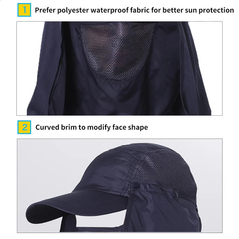 Summer Fishing Hat Outdoor Quick Drying Sun Protection Hat Breathable Face Neck Cover 360° Visor Hiking Fishing Cap 250424