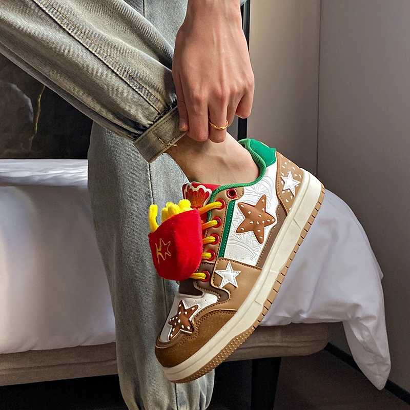 Men Platform Sneakers Personali Fries Design Skateboard Casual Sports Shoes Cfortable Trainers Lace Up Sneakers For Couple Y251125