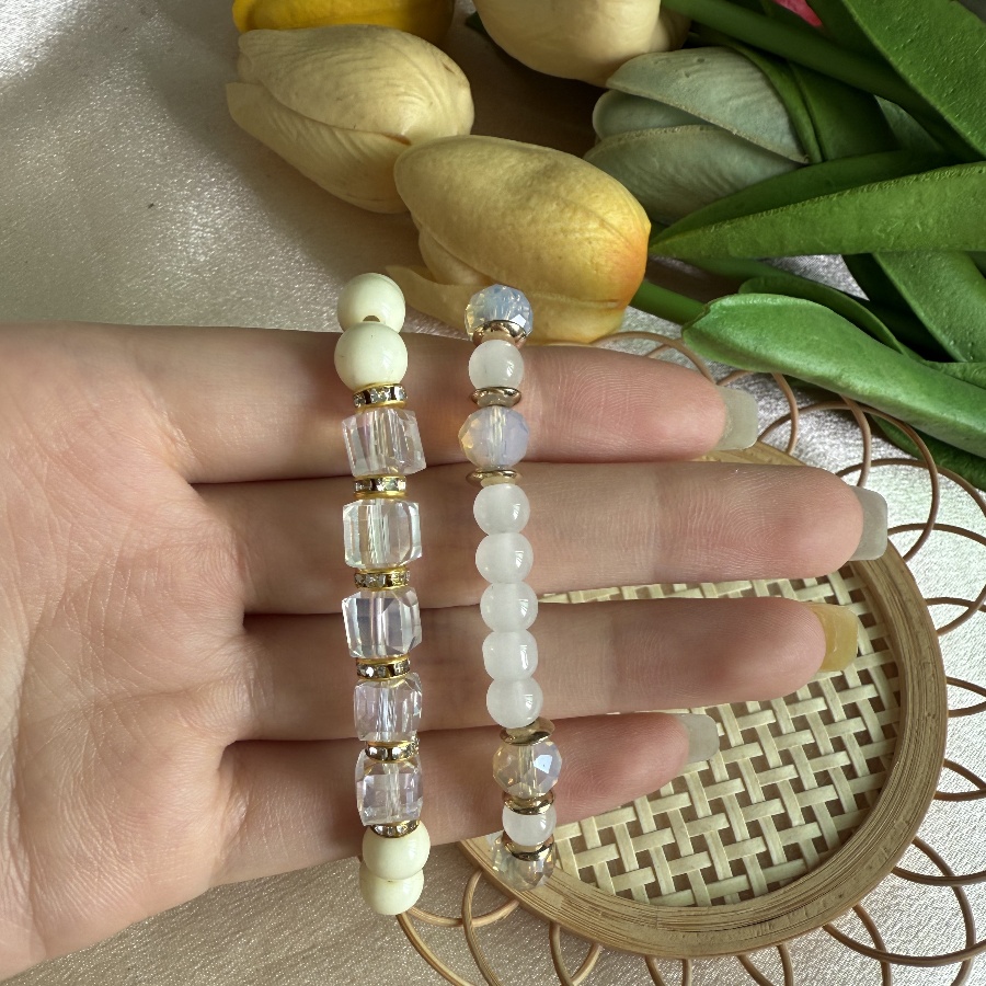 Elegant Colorful Glass Beaded Anklets with Crystalline Shine