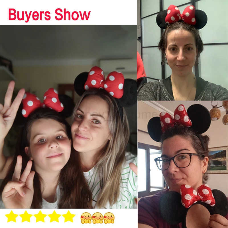 Disney Popular Sales Disney Mickey Earrings Headbands Girls 5-Inch Polka Bow Hair Festival Party Travel DIY Hair Accessories X250425