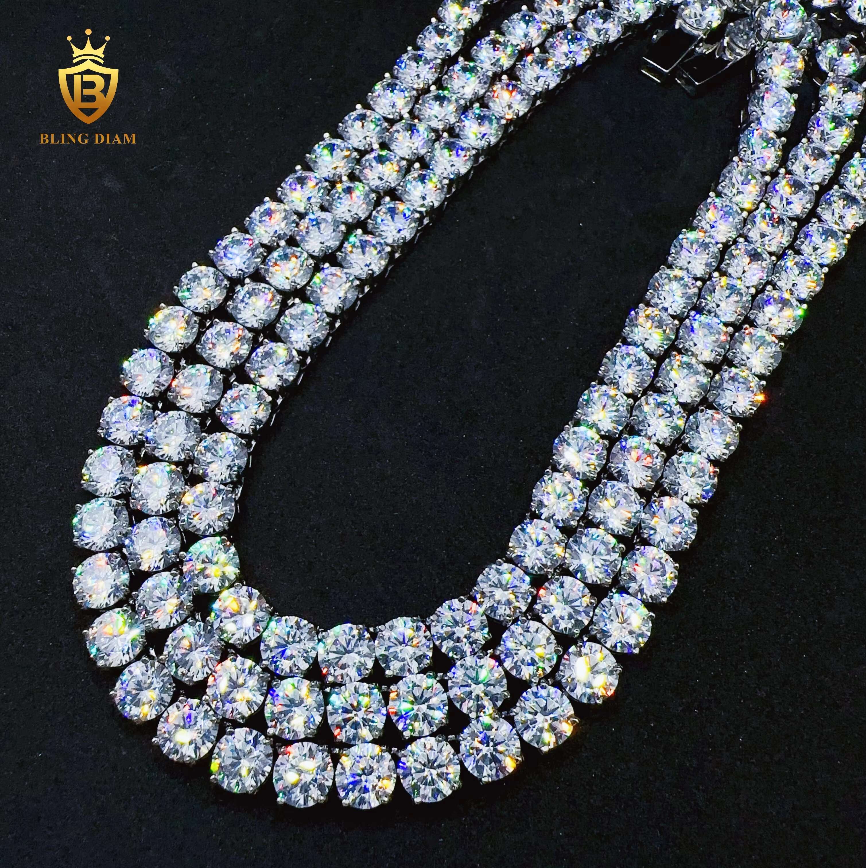 Fashion 5A+ Moissanite Diamond 316L Stainless Steel Necklace 8mm Tennis Chain Hiphop Chains for Men