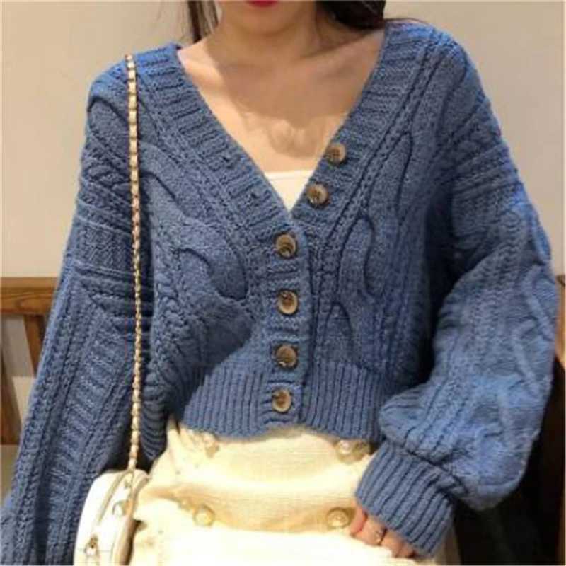 New Chic Autumn Winter Vintage Button Womens Casual Cozy Clothing V-neck Long Sleeve Sweater Loose Cardigan KnitwearT251125