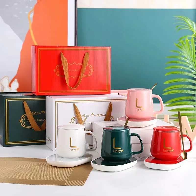 55 Thermostat Mugs Cup Ceramic Cup With Lid With Spoon Valentines Day Gift Box Coffee Mug For Office Or Home Use Portable Mea Y251125