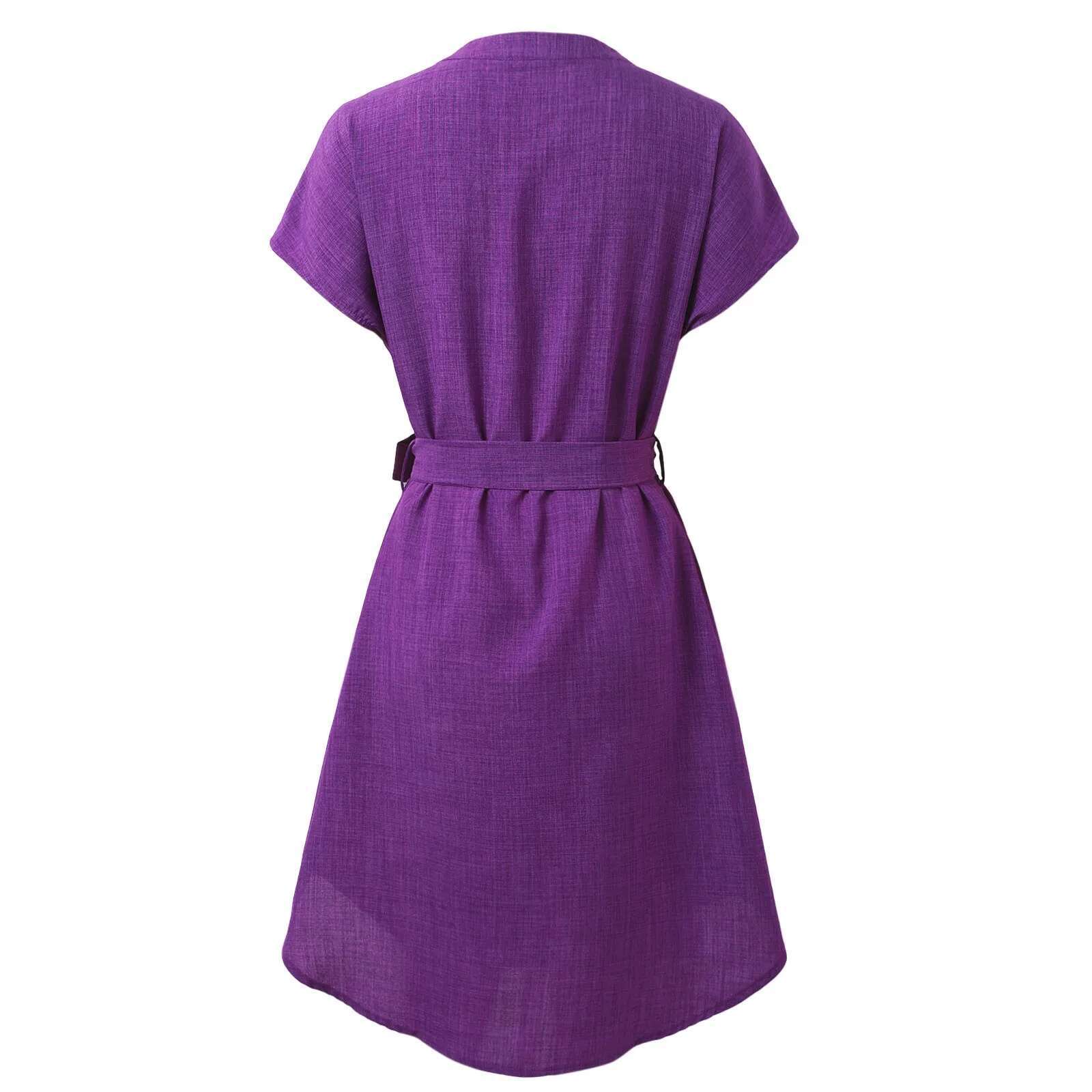 Dongdumaoyi Summer New Style Short Sleeve Dresses V Neck Solid Elegant Dress For Women Outfits Casual A Line Party Midi