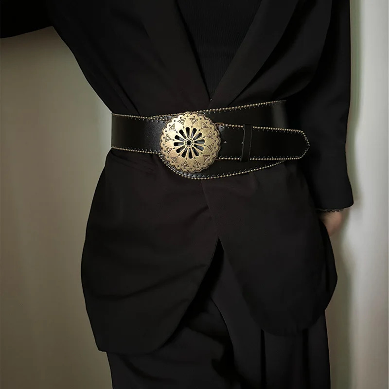 Cowboy womens tight corset womens belt punk gothic retro belt womens shoulder less bandwidth dress jeans belt 250423