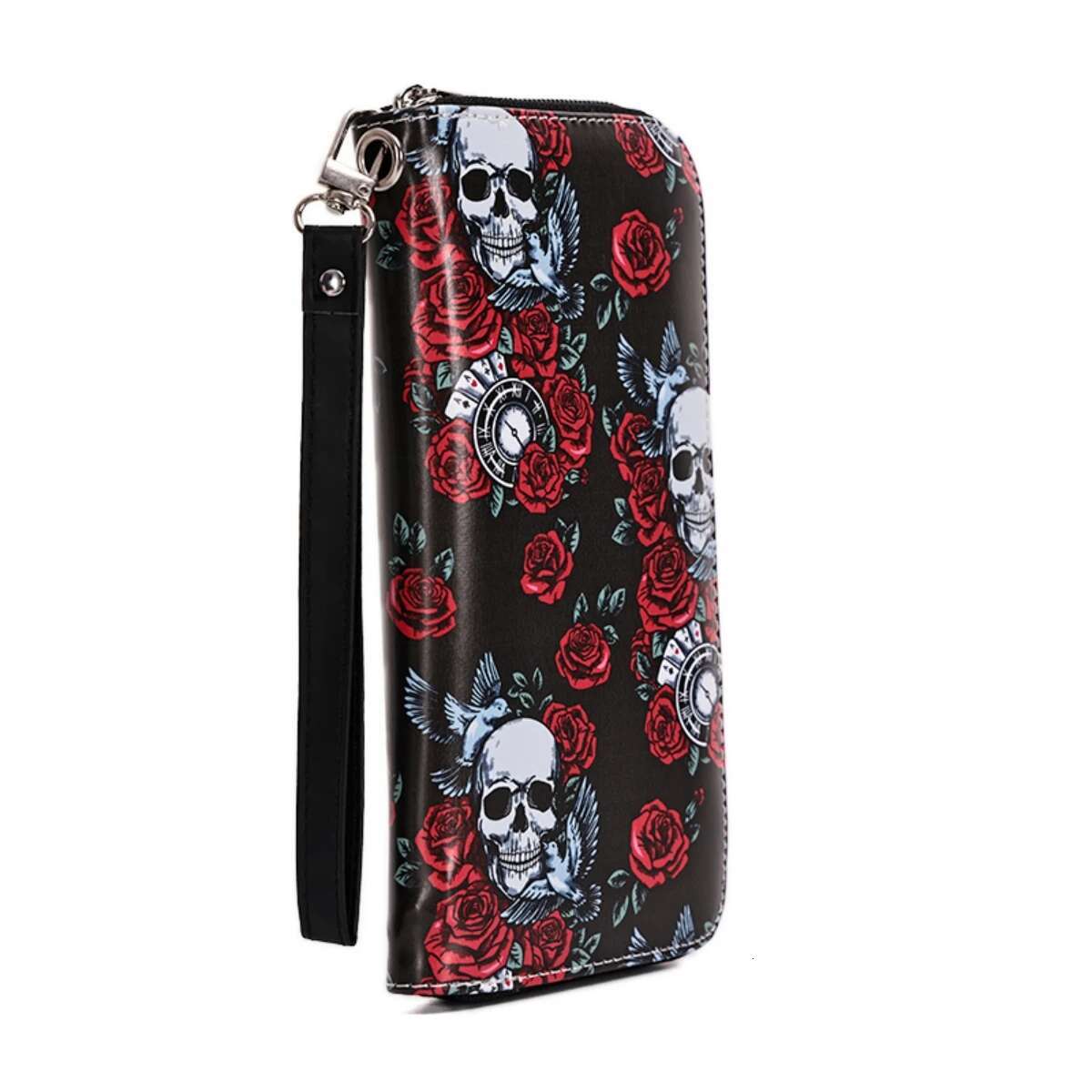 Colorful Long Wallet Vintage Skull Print Women's Clutch Bag