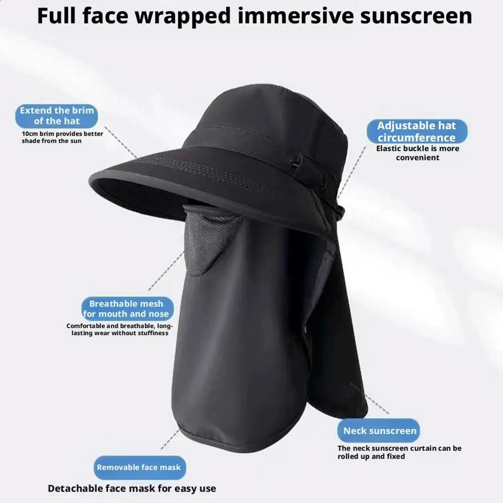 Breathable All-Directional Sunblock Hat with Face Mask and Neck Protection UV Protection Outdoor Sun Hat for Women 250424