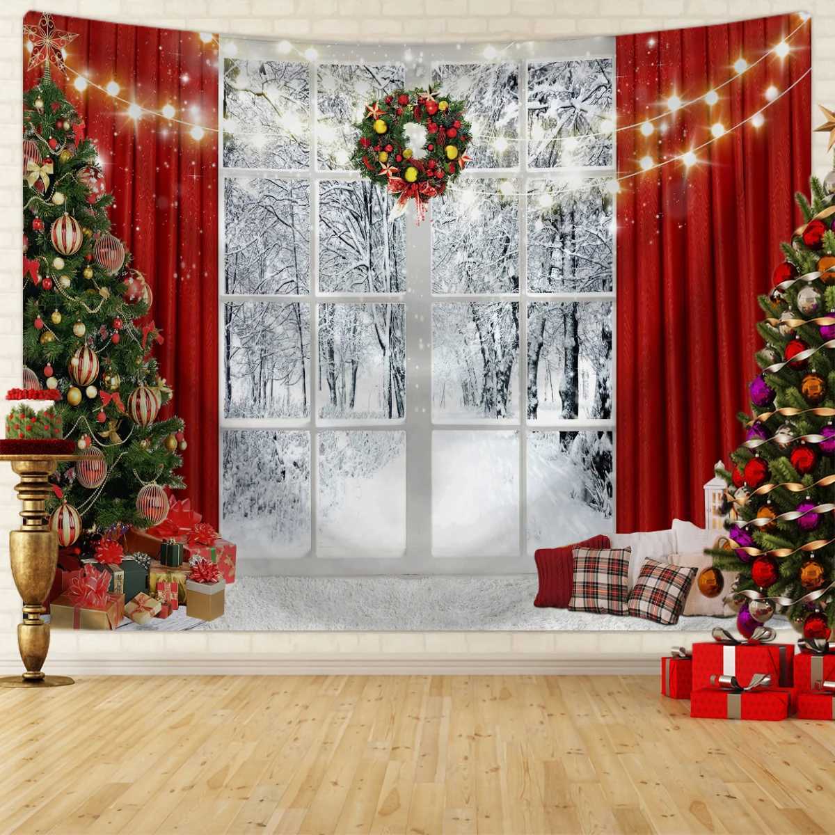 1pc Christmas tapestry Christmas tree snow scene photography background cloth event decoration background poster tapestryM251125