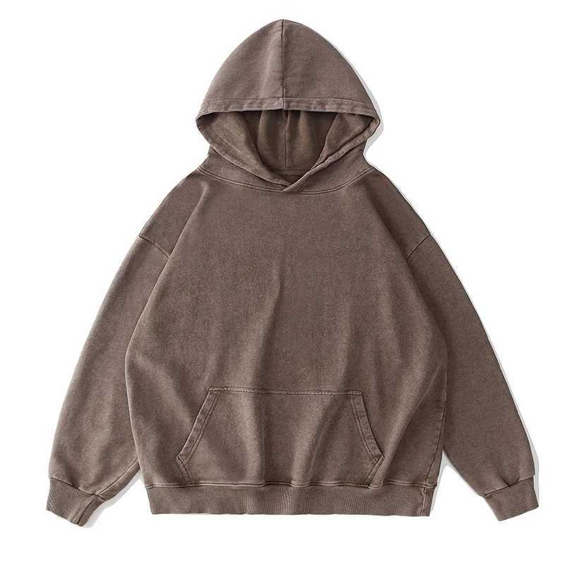 Ultra fine 100% cotton extreme mens and womens hooded sweatshirt with shoulder drop retro fashion brand cotton washed loose hooded sweatshirt M250425