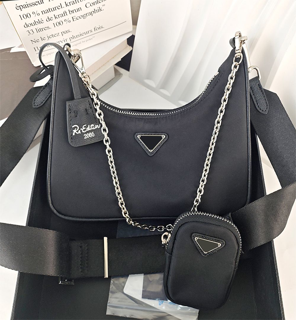 Designer Bag Shoulder bag Crossbody box Nylon Metal Chain Fashion Simple 2000 HoBo & 2005 Wallet Solid Color Ladies Satchel Solid Color Top Craftsmanship Underarm bag
