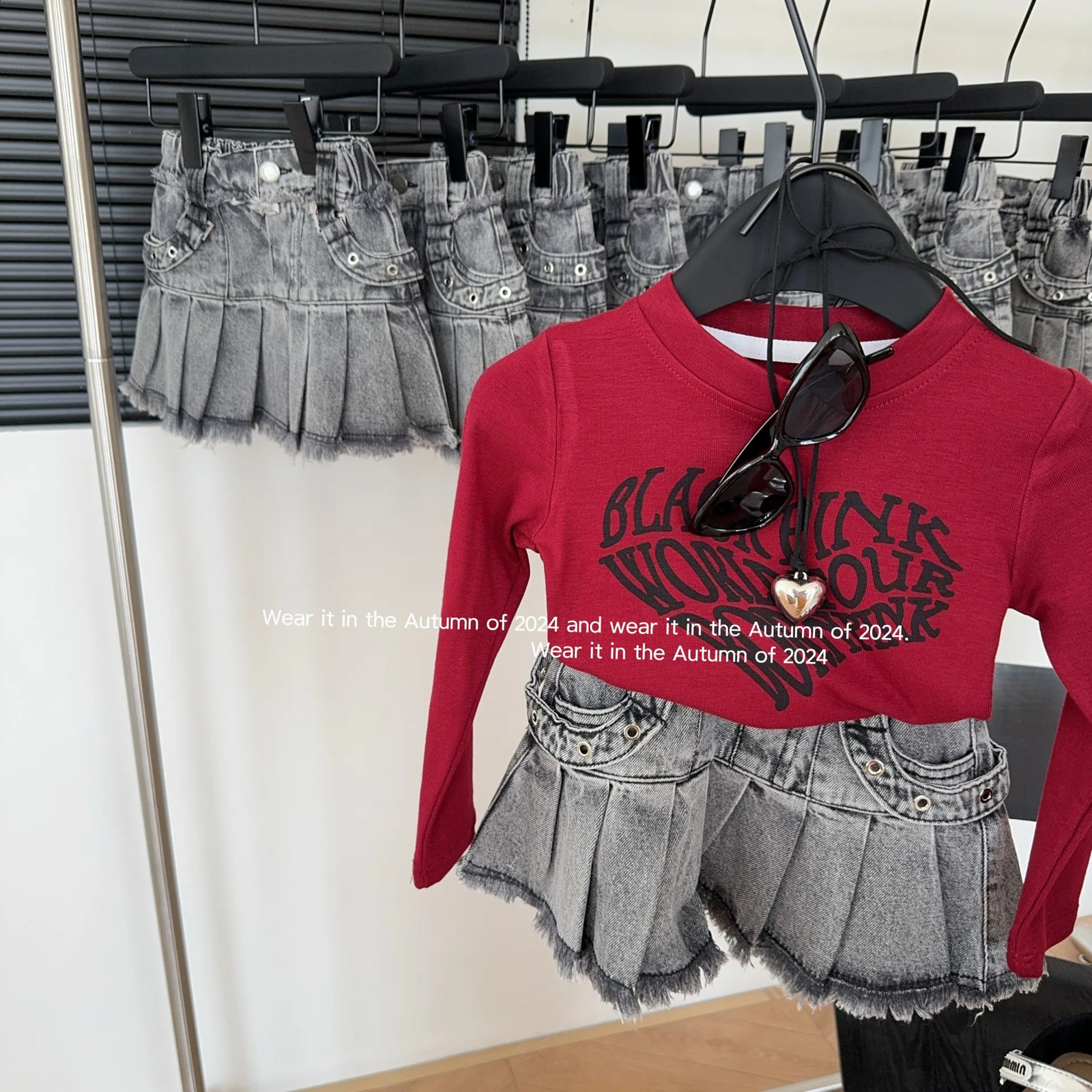 Spring/Summer Girls Cowboy Shorts Cool Girl Cowboy Skirt Cute and Fashionable Korean Fold Skirt 250424