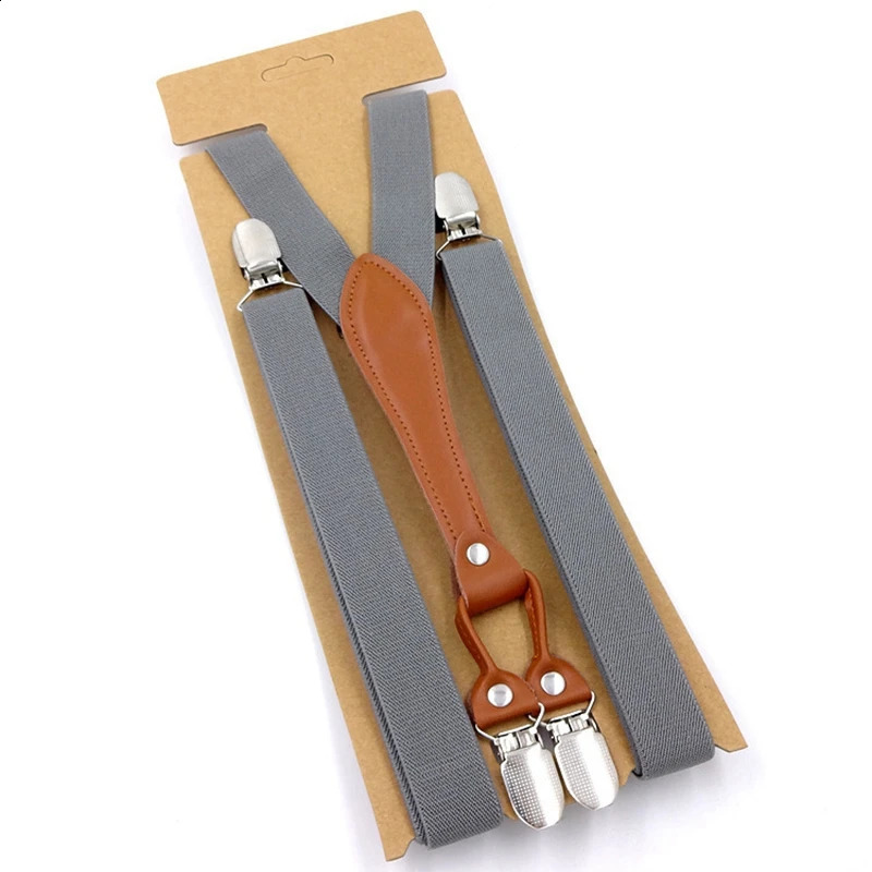 Fashion Suspenders Men Women Adult Leather Trimmed End Y Back Adjustable Elastic Trouser Braces Strap Belt Wedding Party 250425