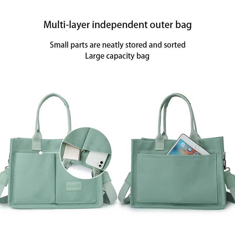 Womens Bag Large Capacity Canvas Bag For Women Handbag Tote Bag Multiple Outer Pocket Womens Shoulder Bag ShoppingT251125