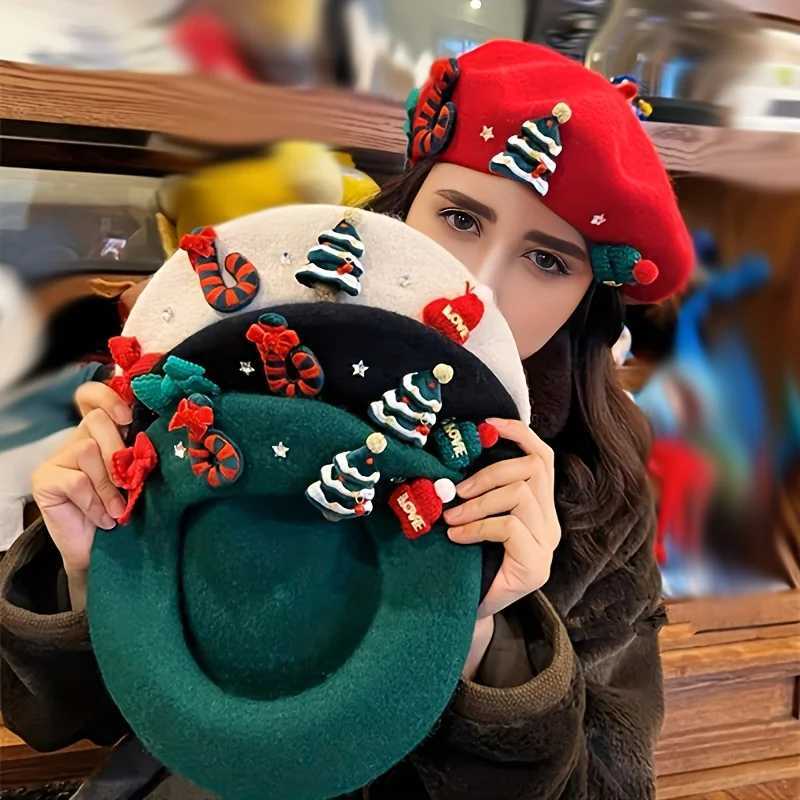 Red Beret Christmas Hat - Trendy festive photographer style Perfect for Xmas Valentines New Year celebrations Shop now J251125