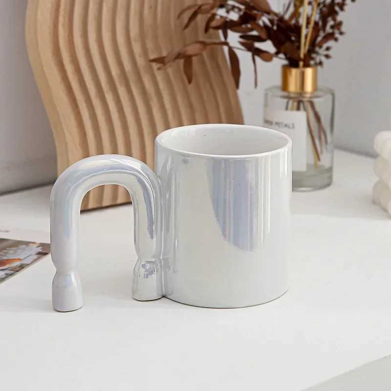 Ceramic Coffee Mug Nordic Design U-shaped Handle Water Cup Couple Friends Gifts Milk Coffee Cup Tabletop Home Decoration Y251125
