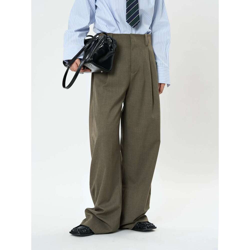 Spring Women's Casual Solid Color High Waist Loose Wide Leg Pants