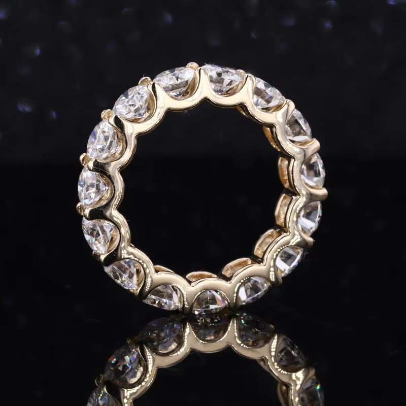 Lab Grown Moissanite Stone Diamond Jewelry 10k 14k 18K Yellow Gold Ring Full Eternity Wedding Band