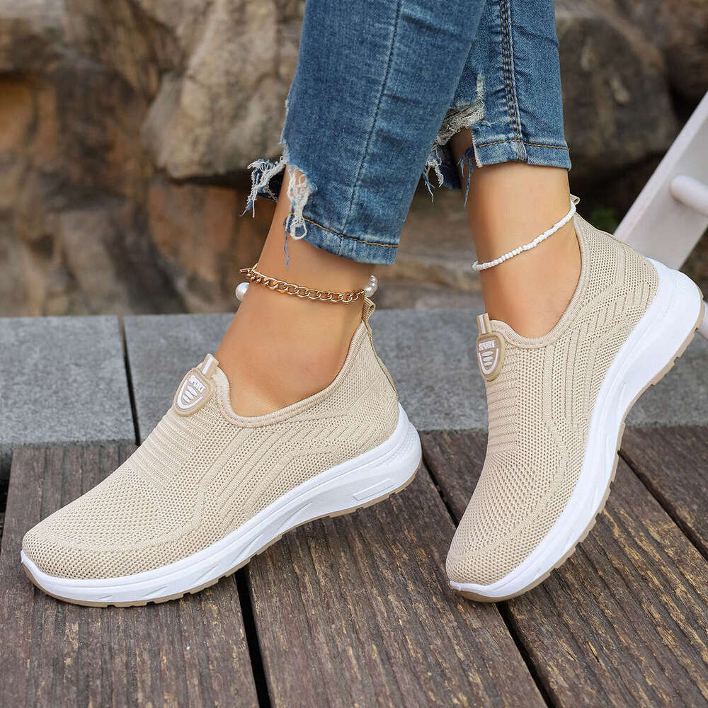 Women's summer flying woven breathable oversized casual with soft soles, lightweight and easy to wear, single shoe women's shoes