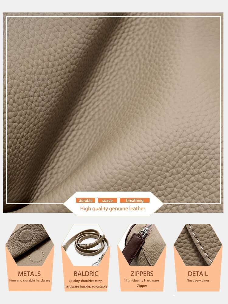Zency Leather Boston Crossbody Bags For Women Khaki Black Large Capacity Designer Handbag Zipper Closure Shoulder For Commute