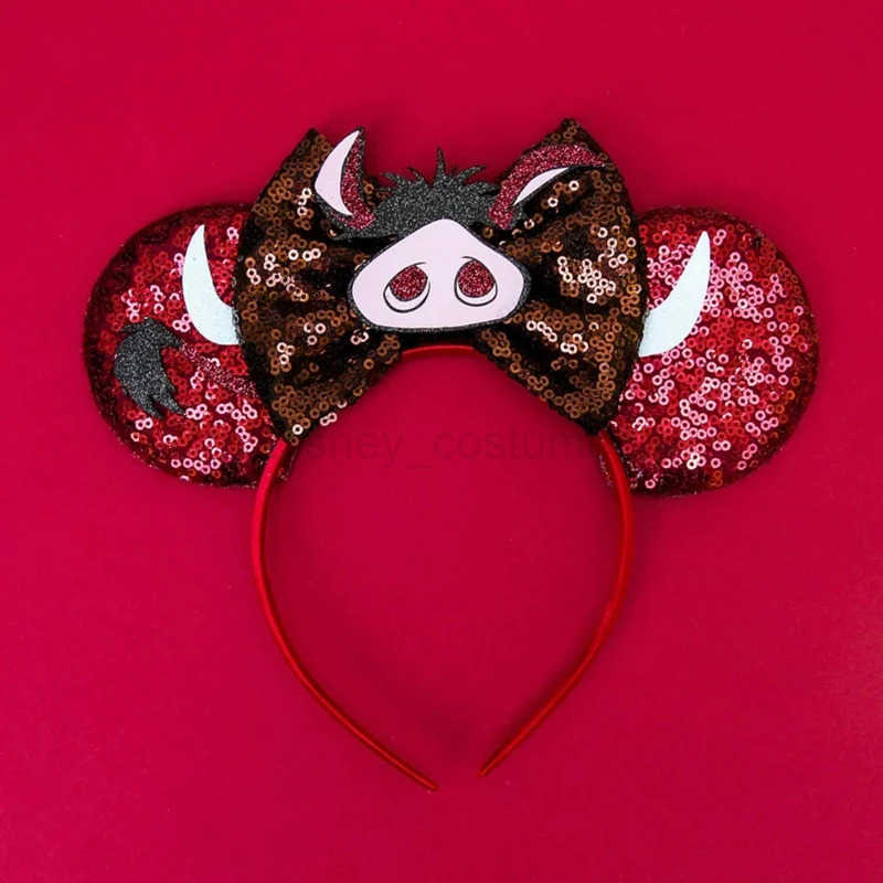 Disney Lion King Ear Headband Cute Pumpkin Simba Elastic Hair Childrens Sparkle Bow Hair Accessories Girl DIY X250425