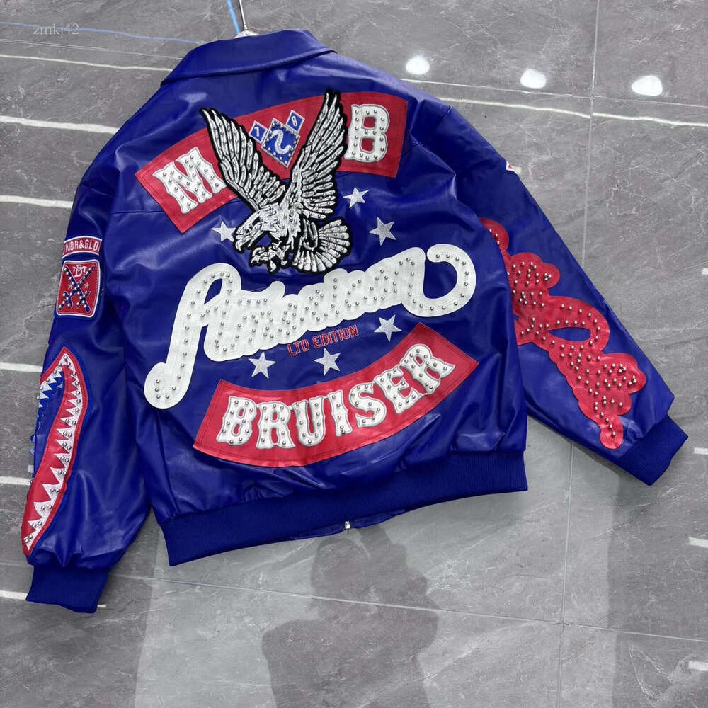 Designer Jacket Diamond Encrusted Eagle Leather Jacket Wide Sheep Leather Windbreak Bomber 1978 Limited Edition Luxury Mens Pelle Pelle Leather Jackets 43e