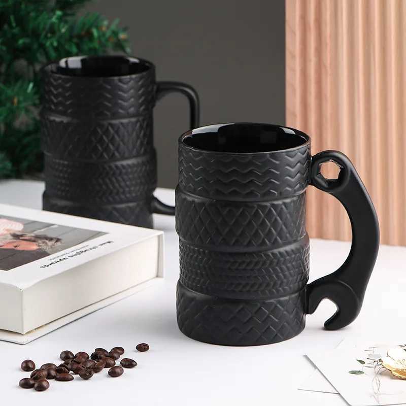 Creative Coffee Mug Large Capacity Ceramic Cup Personty Tire Shaped Cup Novelty Tea Milk Mug Water Bottle Drinkware Gift Y251125