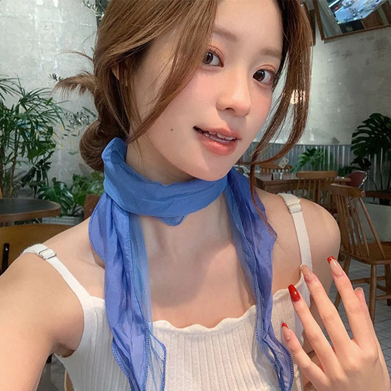 pearl pendant triangular scarf headband suitable for girls fashionable multifunctional silk scarf vacation hair accessories 250423