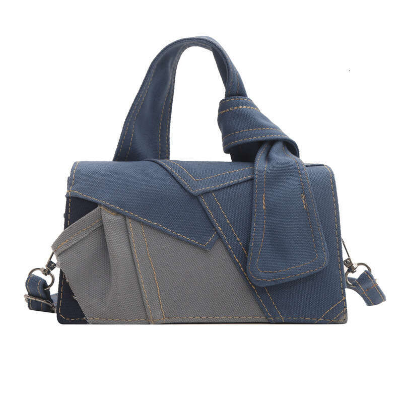 Fashion denim crossbody women's color blocking spliced casual shoulder bag, stylish and stylish, this year's new handbag