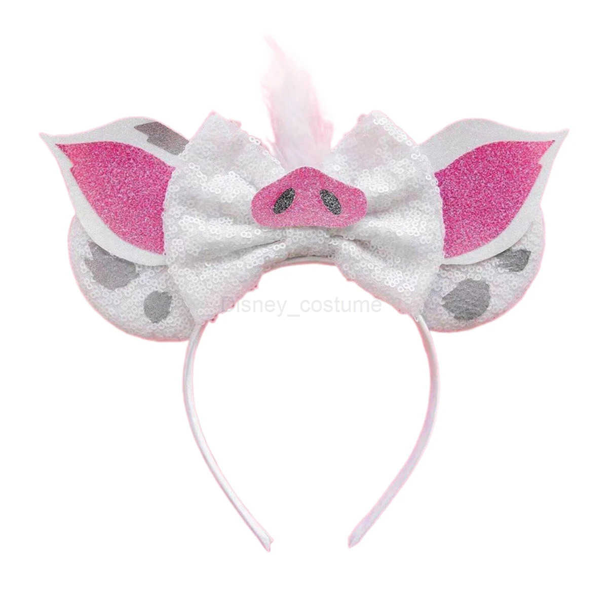 Disney Latest Mickey Mouse Ear Headband Cartoon Glitter 5 Bow Headband Girl Festival DIY Hair Accessories X250425