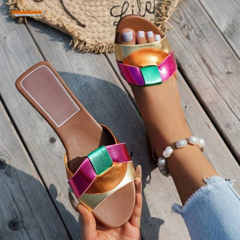 New Summer Designer Solid Color Fashion Zapatos De Mujer Women'S Slippers Women Shoes ddmykukumalu