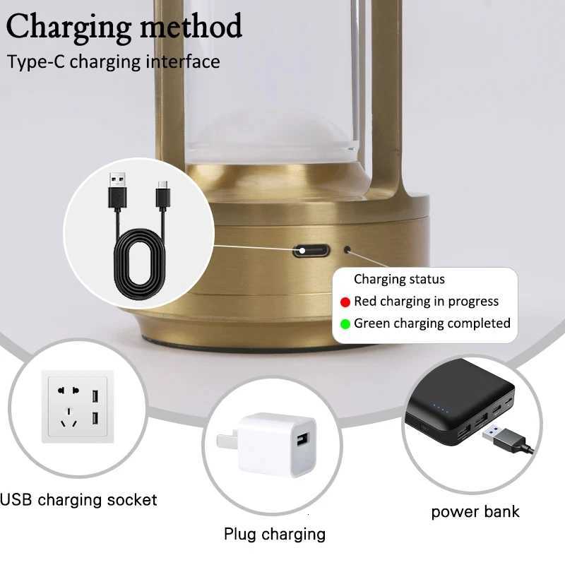 Night light black gold silver table lamp touch USB charging ambient light suitable for bedrooms living roomsM251125