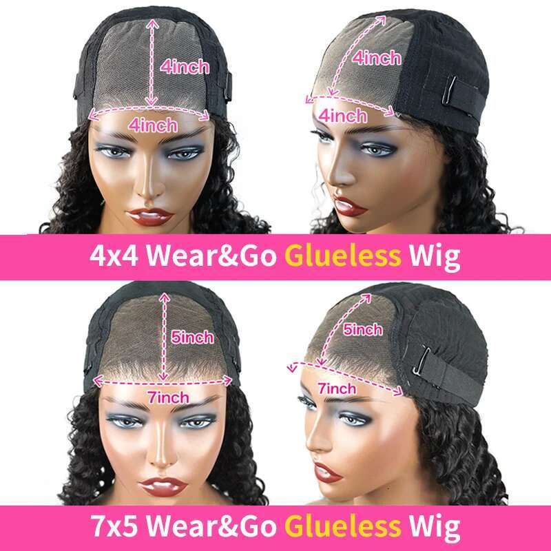 7X5 Glueless Kinky Front Human Hair Wigs Afro Curly Frontal Ready To Wear Go 4X4 HD Lace Closure Wig
