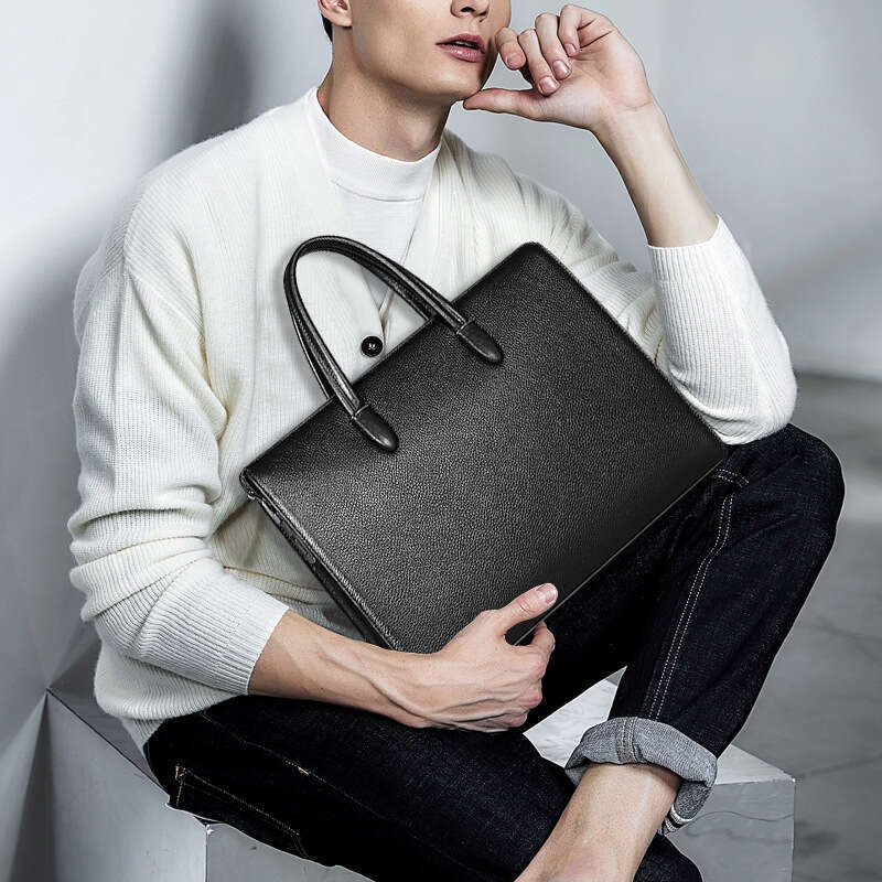 Luxurybag Designer New Leather Top Handle Bags Fingerprint Lock Tote Bag Large Capacity Computer Business Utility Men's Briefcase Cross Body