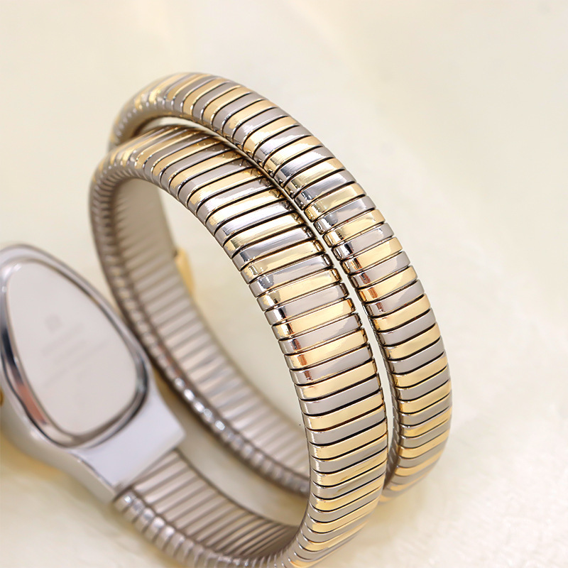Luxury Brand Designer Watches Snake Bracelet Watch Women's Niche Light Luxury Wristwatch Two-Circle Creative Quartz Watch Personality Bracelet Wa