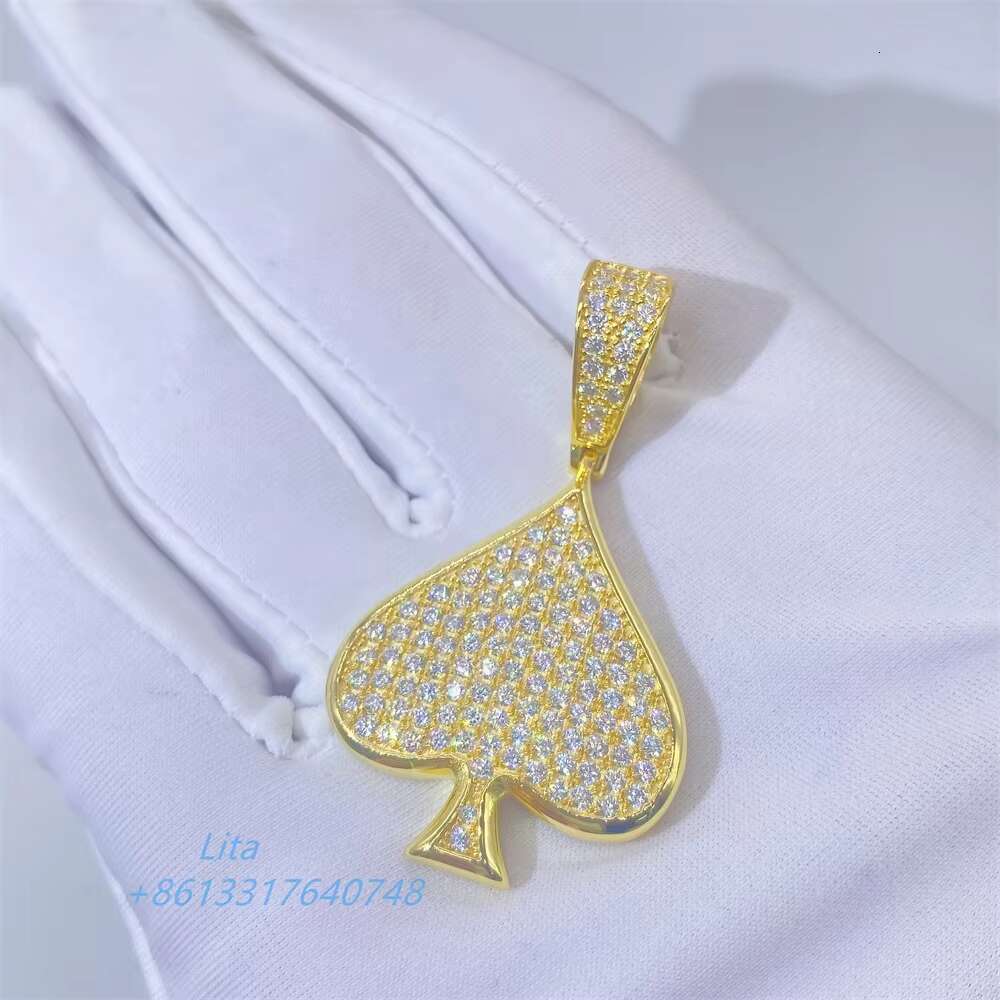Factory Price 925 Sterling Silver Poker Fully Diamond Pendant Iced Out Silver Chain Moissanite Pendant Men