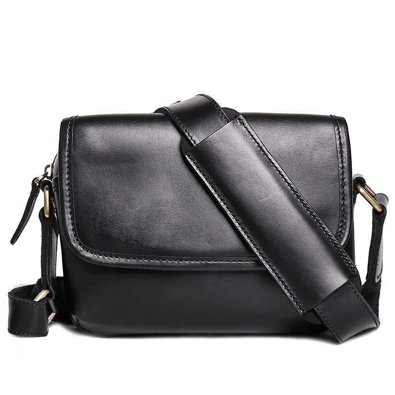 LUOKIR Vintage Crazy Horse Leather Retro Men's Genuine Cowhide Shoulder Women's Crossbody Ipad Small Square Bag